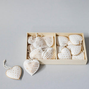 Hanging Hearts Ornaments in wooden box