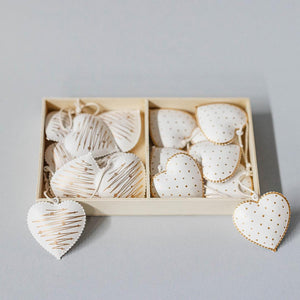 Hanging Hearts Ornaments in wooden box