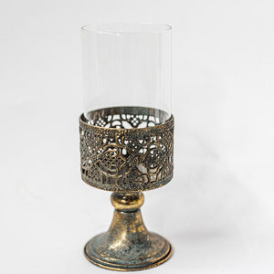 Vintage Metal Candle Holder Floral