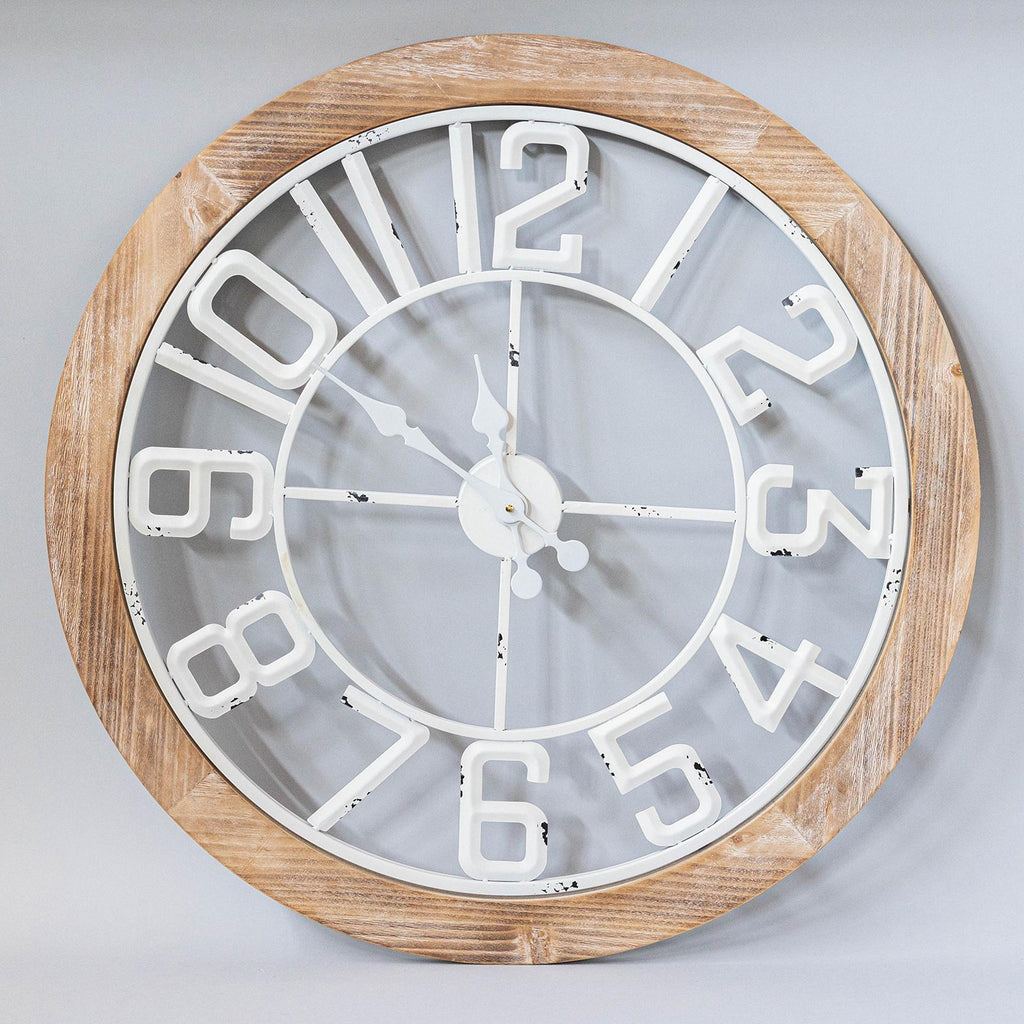 Metal and Wood Wall Clock, 28"