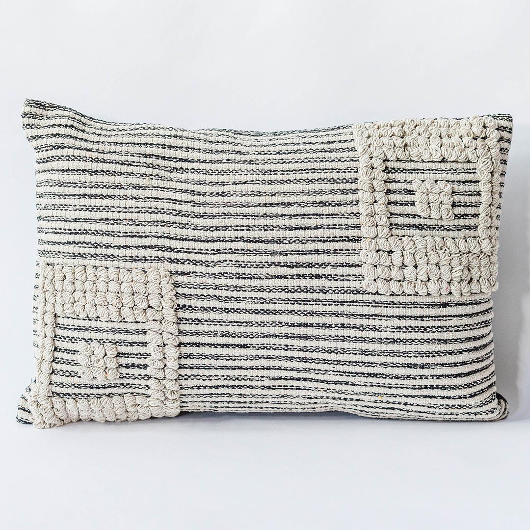 Cotton Woven Cushion Cover with Geometric Pattern