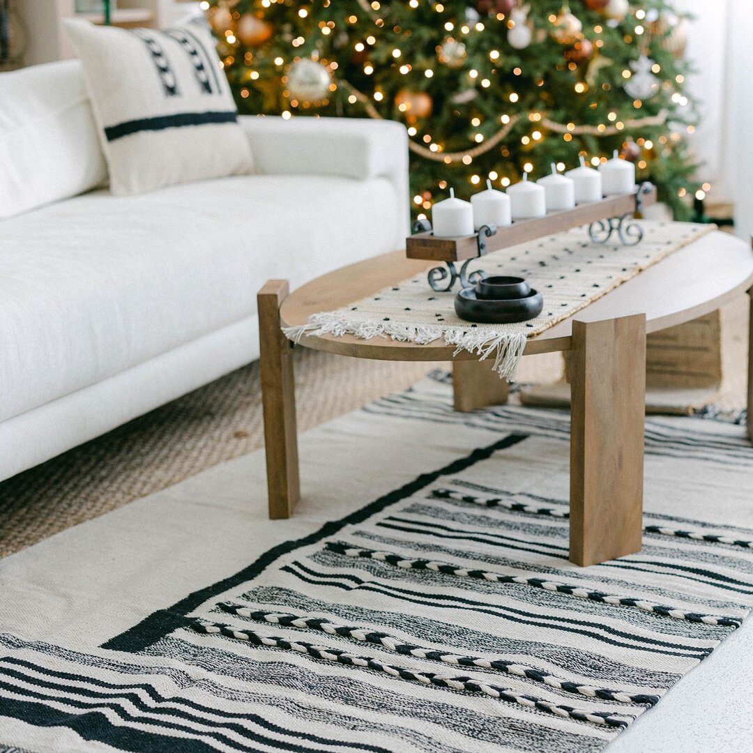 Cotton jute rug linear design
