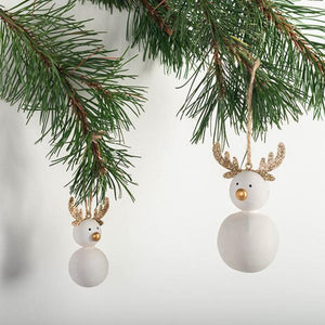 Wooden Reindeer Hanging Decoration, Set of 2