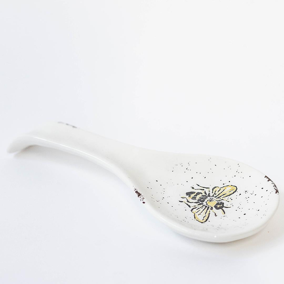Ceramic spoon holder with Sunflower and Bee