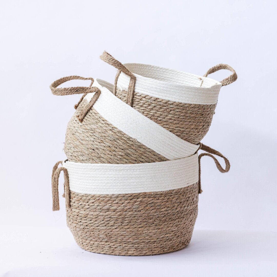 Natural Straw Knitted Baskets