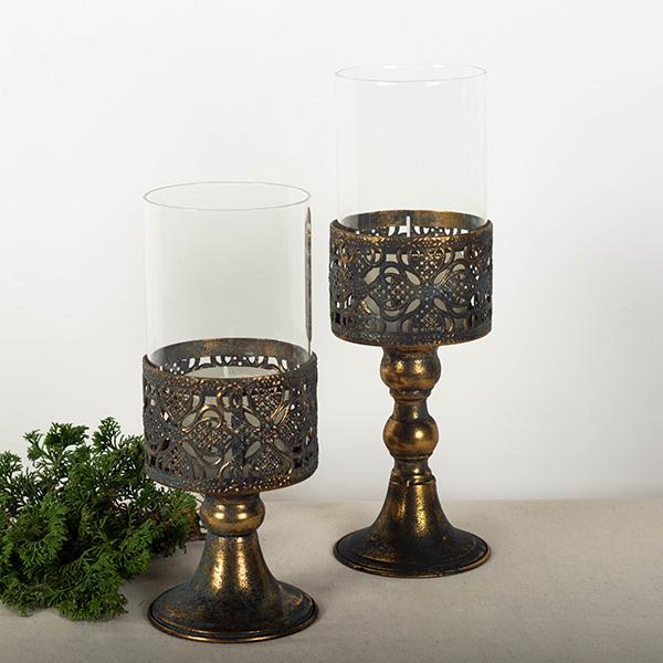 Vintage Metal Candle Holder Floral