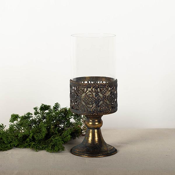 Vintage Metal Candle Holder Floral