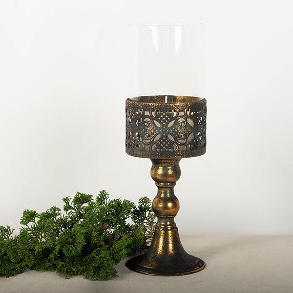 Vintage Metal Candle Holder Floral