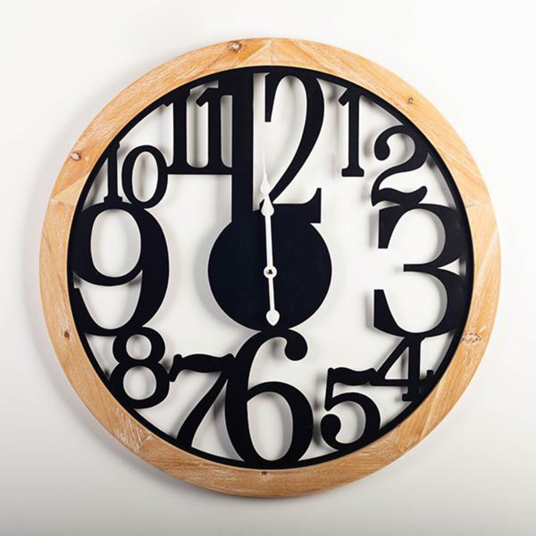 Wooden Wall Clock with Big Numbers