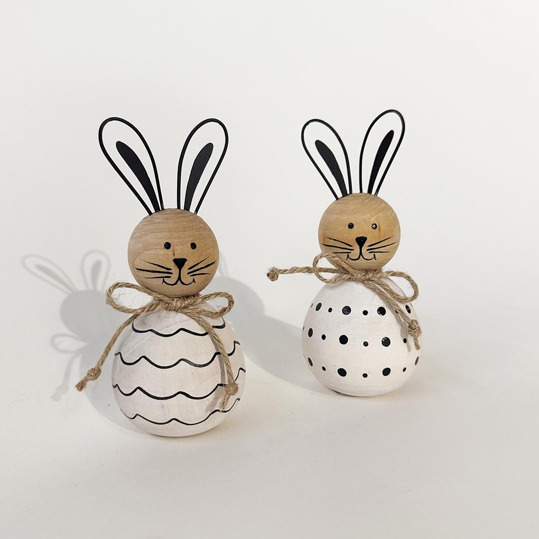 Wooden 3D rabbits, Set of 2