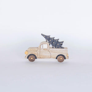Wooden Car with Christmas tree