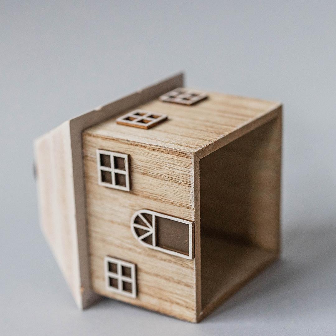 Wooden house with a metal chimney