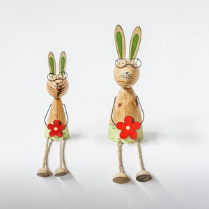 Wooden Sitting Rabbit, Set of 2