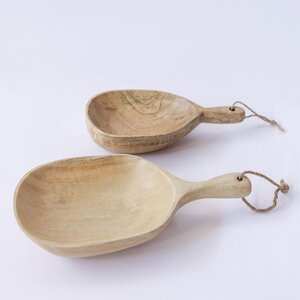 Wooden Bowl with handle, Set of 2