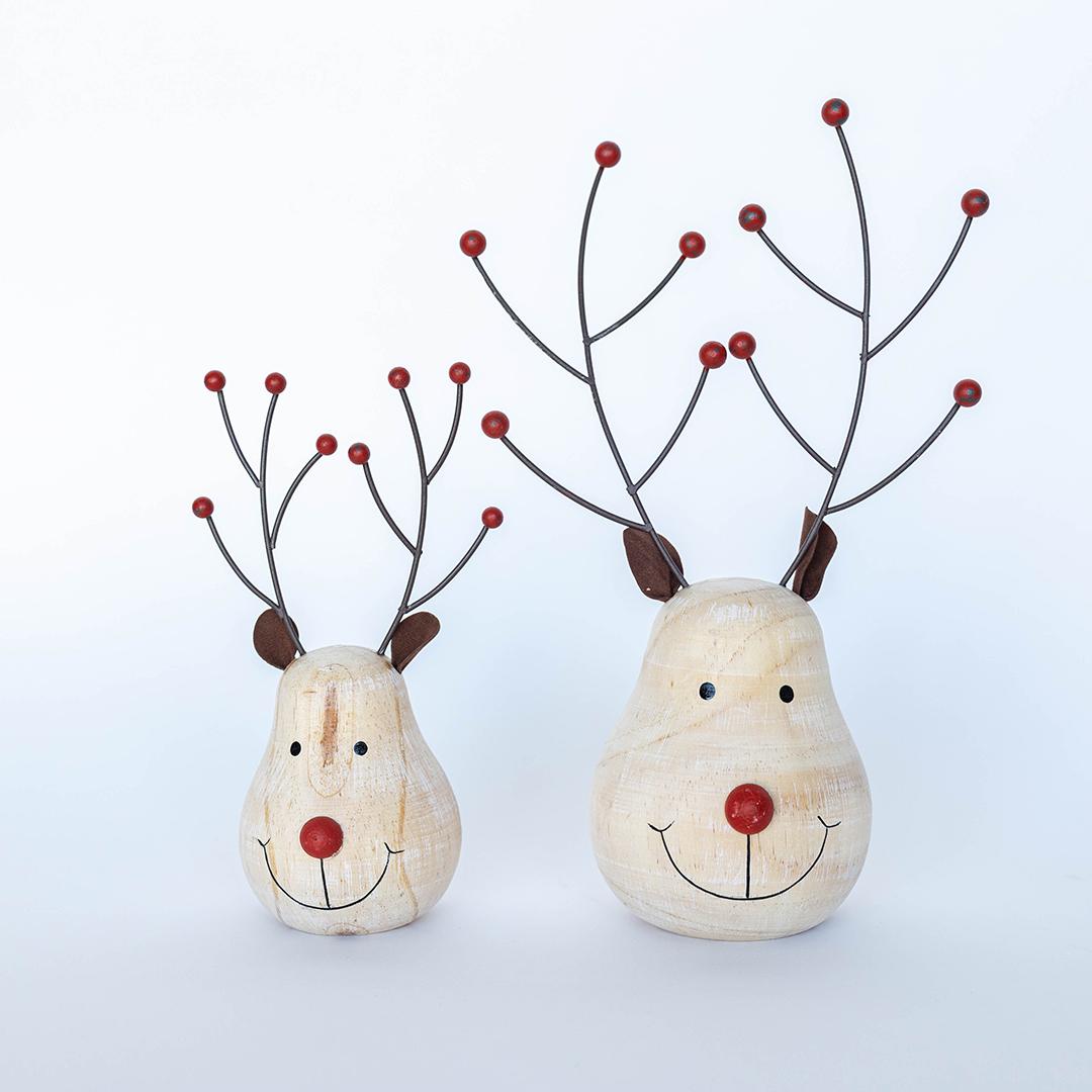 Wooden ReinDeer Head, Set of 2