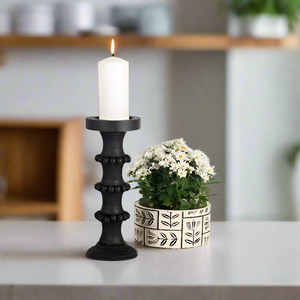 Wooden Candle Holder Black