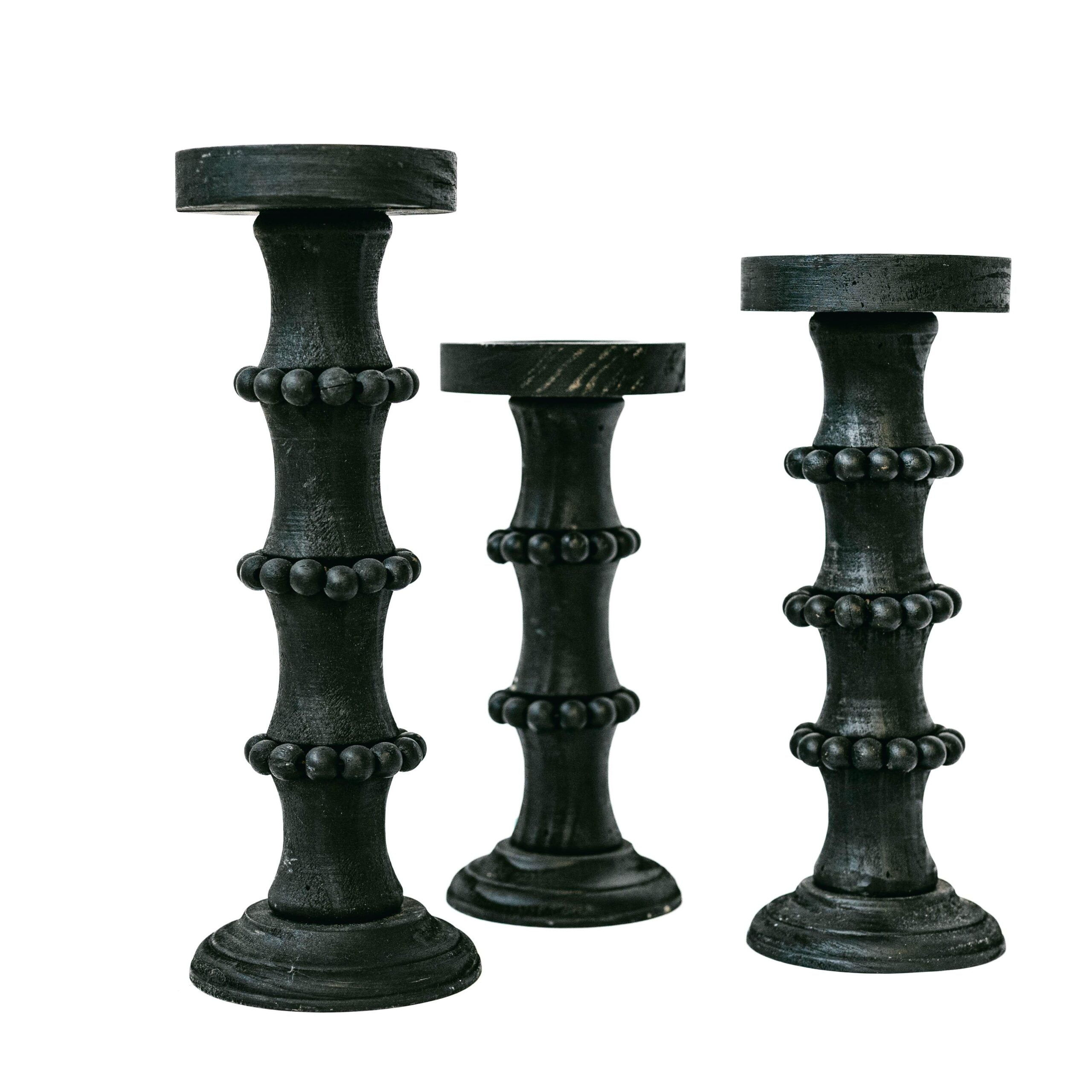 Wooden Candle Holder Black