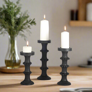 Wooden Candle Holder Black