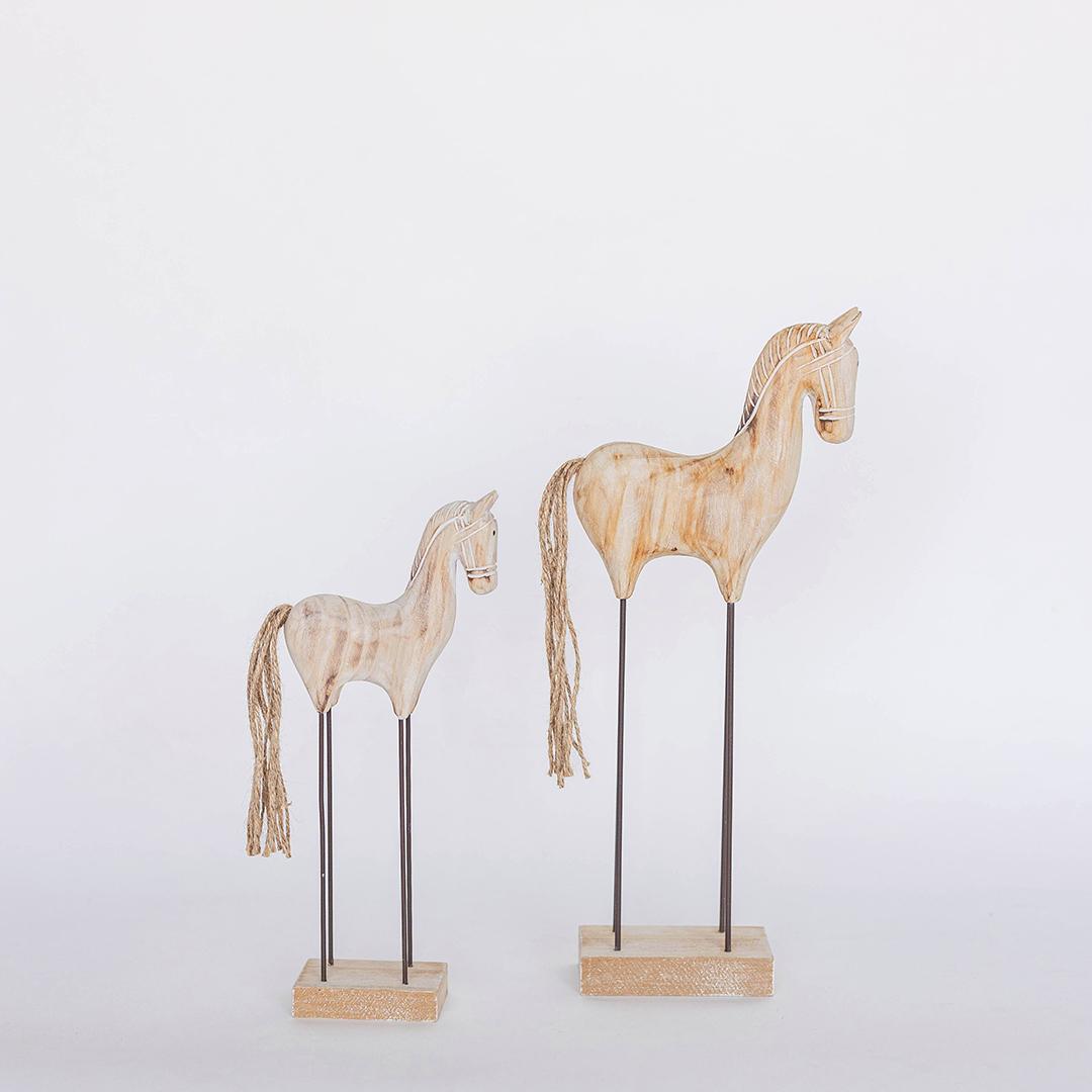 Wooden Horse with long metal legs