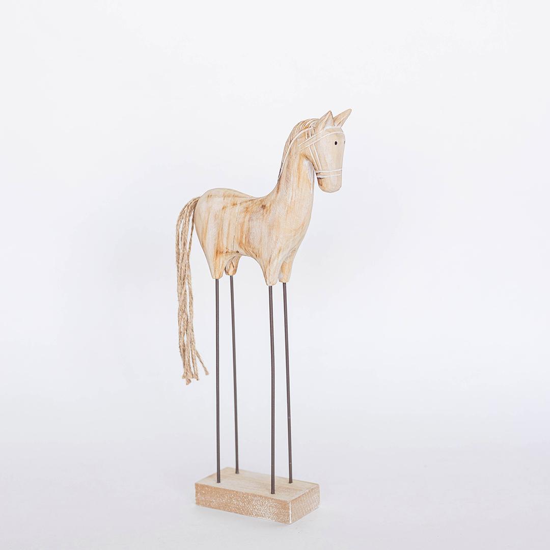 Wooden Horse with long metal legs