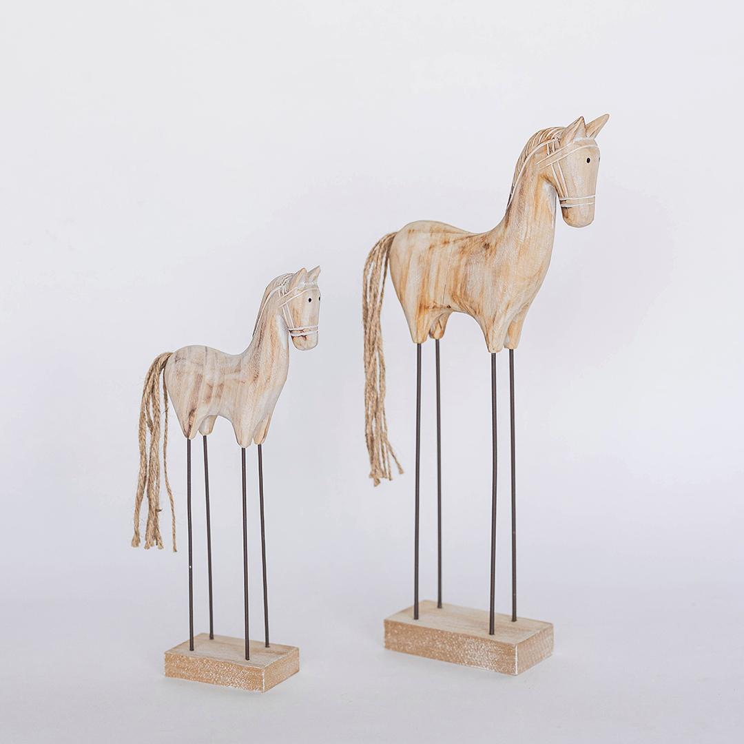 Wooden Horse with long metal legs