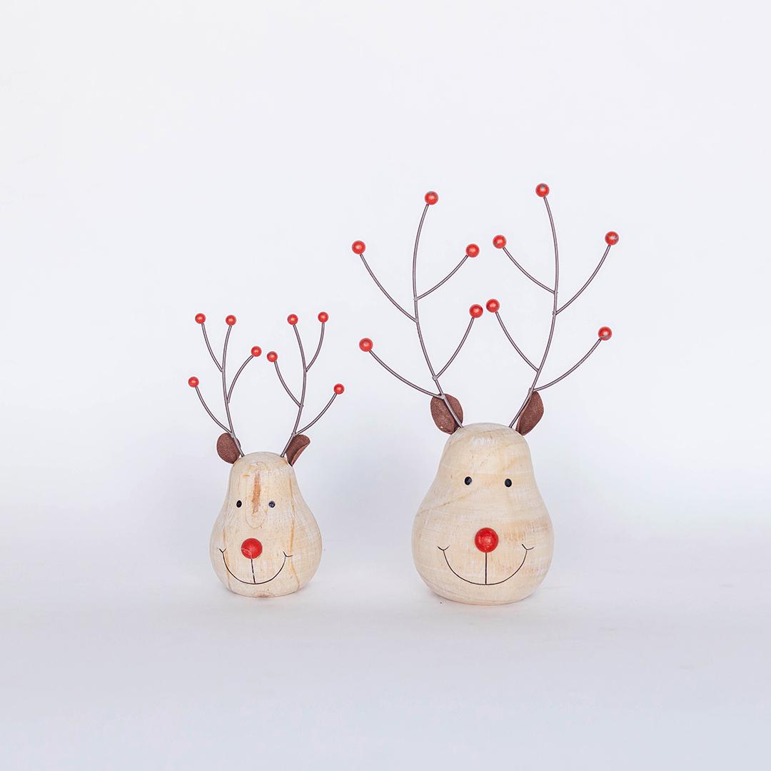 Wooden ReinDeer Head, Set of 2