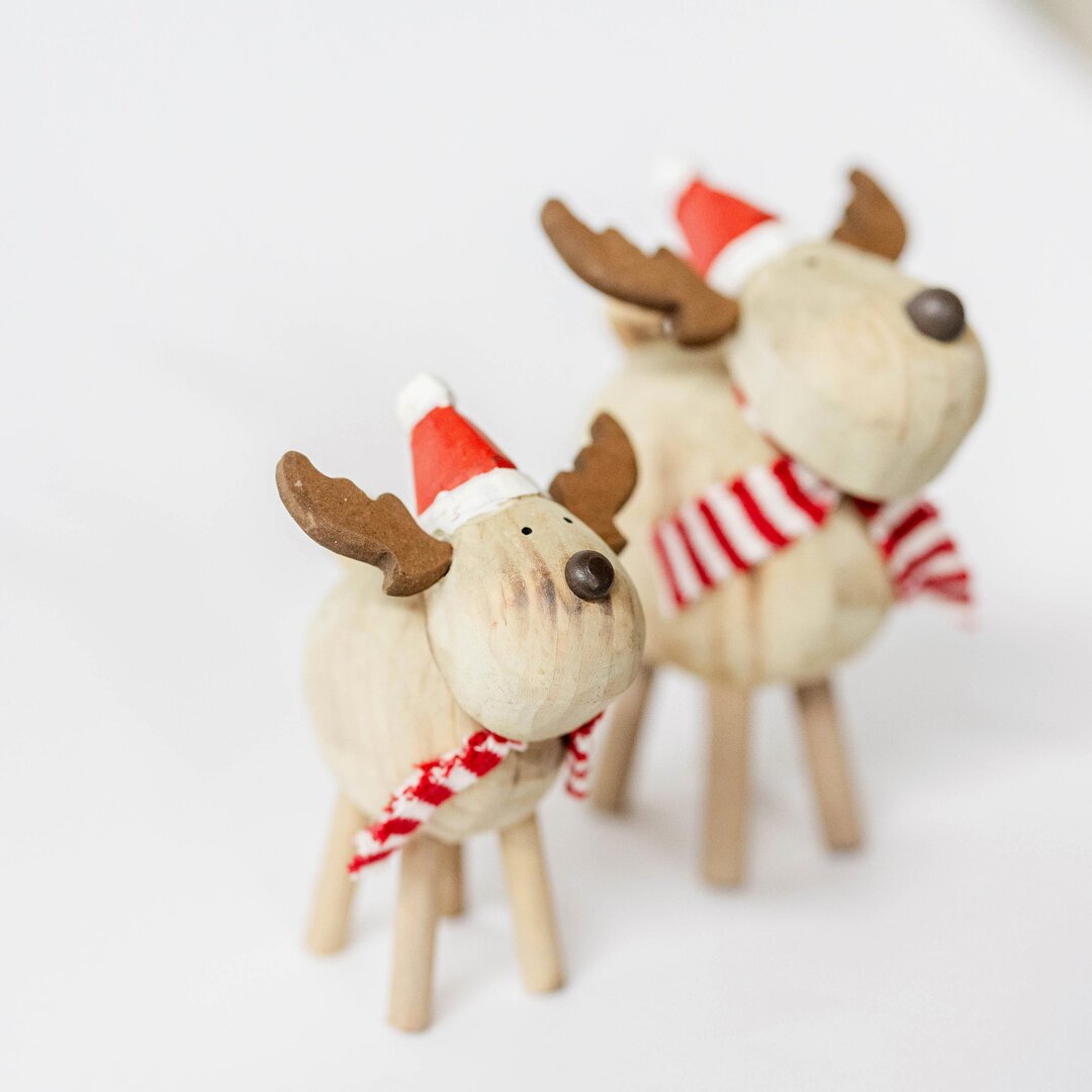 Wooden Deer, Set of 2