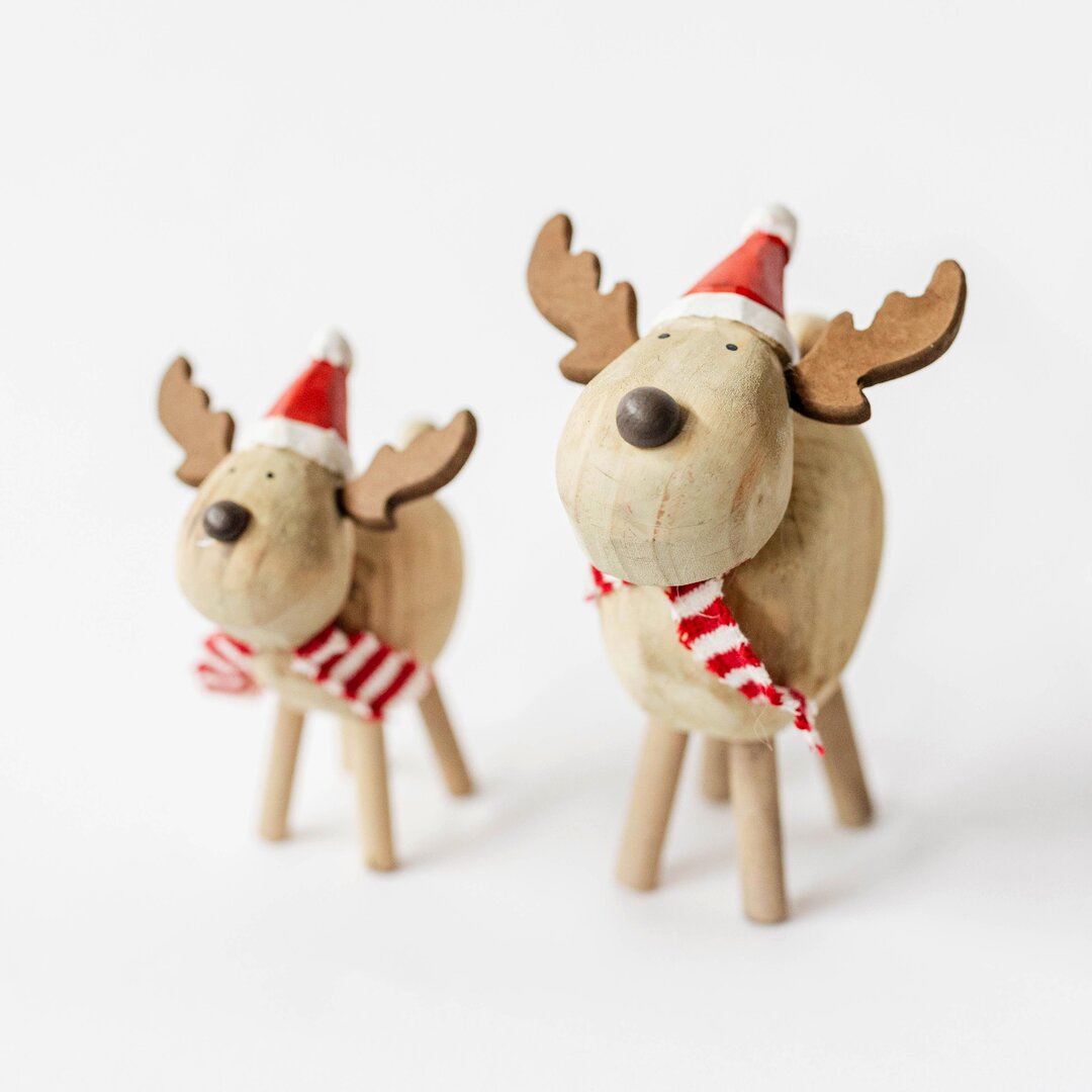 Wooden Deer, Set of 2