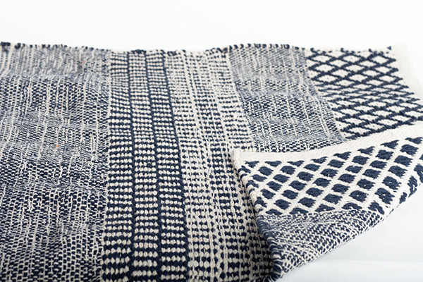 Cotton Woven Rug, Navy
