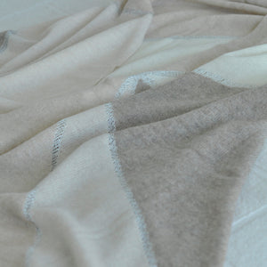 Close-up of beige fabric with subtle texture and stitching details