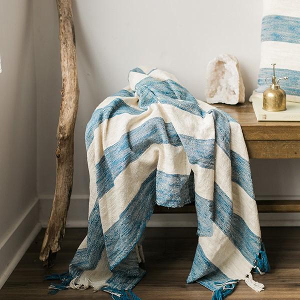 Blue Stripes Cotton Throw