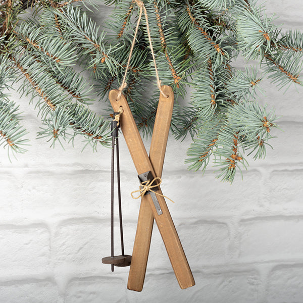 Wooden Skis Ornament