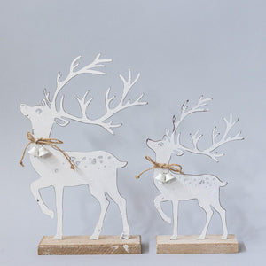 Metal Reindeer on Wooden Base