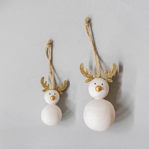 Wooden Reindeer Hanging Decoration, Set of 2