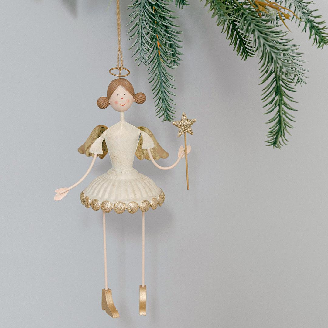 Metal Angel Holding A Star Wand Ornament