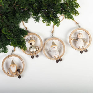 Wooden Christmas Ring Hangers, Set of 4