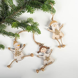 Wooden Christmas Hanging Ornament, Set of 3