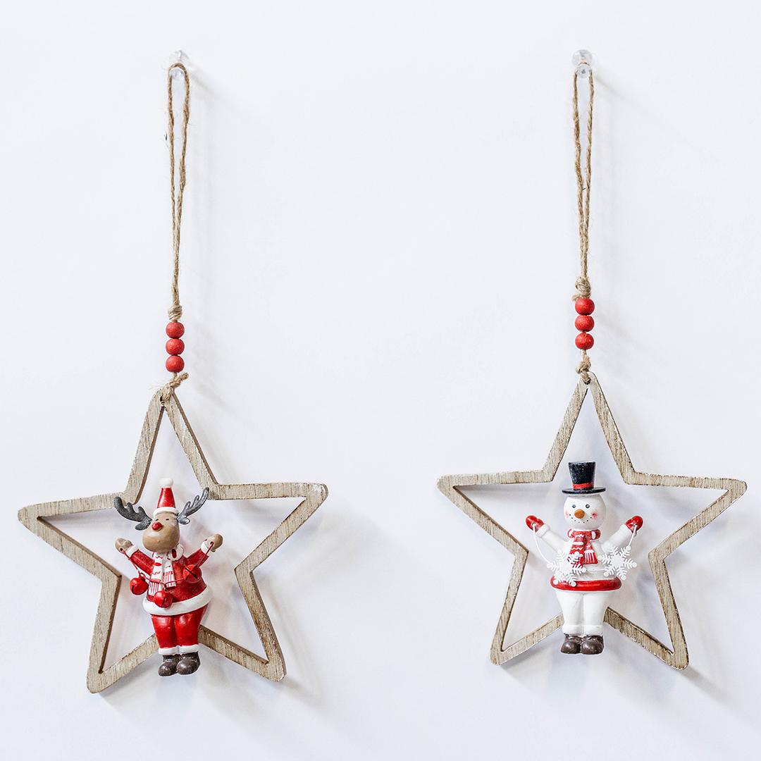 Wooden Christmas Hangers, Set of 2