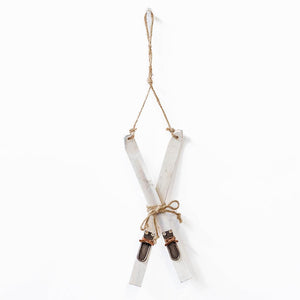 White Wooden Skis Ornament