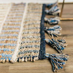 Jute and Cotton Rug With Tassels