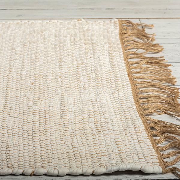 Jute and Cotton Rug With Fringe, Small