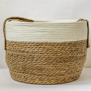 Natural Straw Knitted Baskets, Set of 3