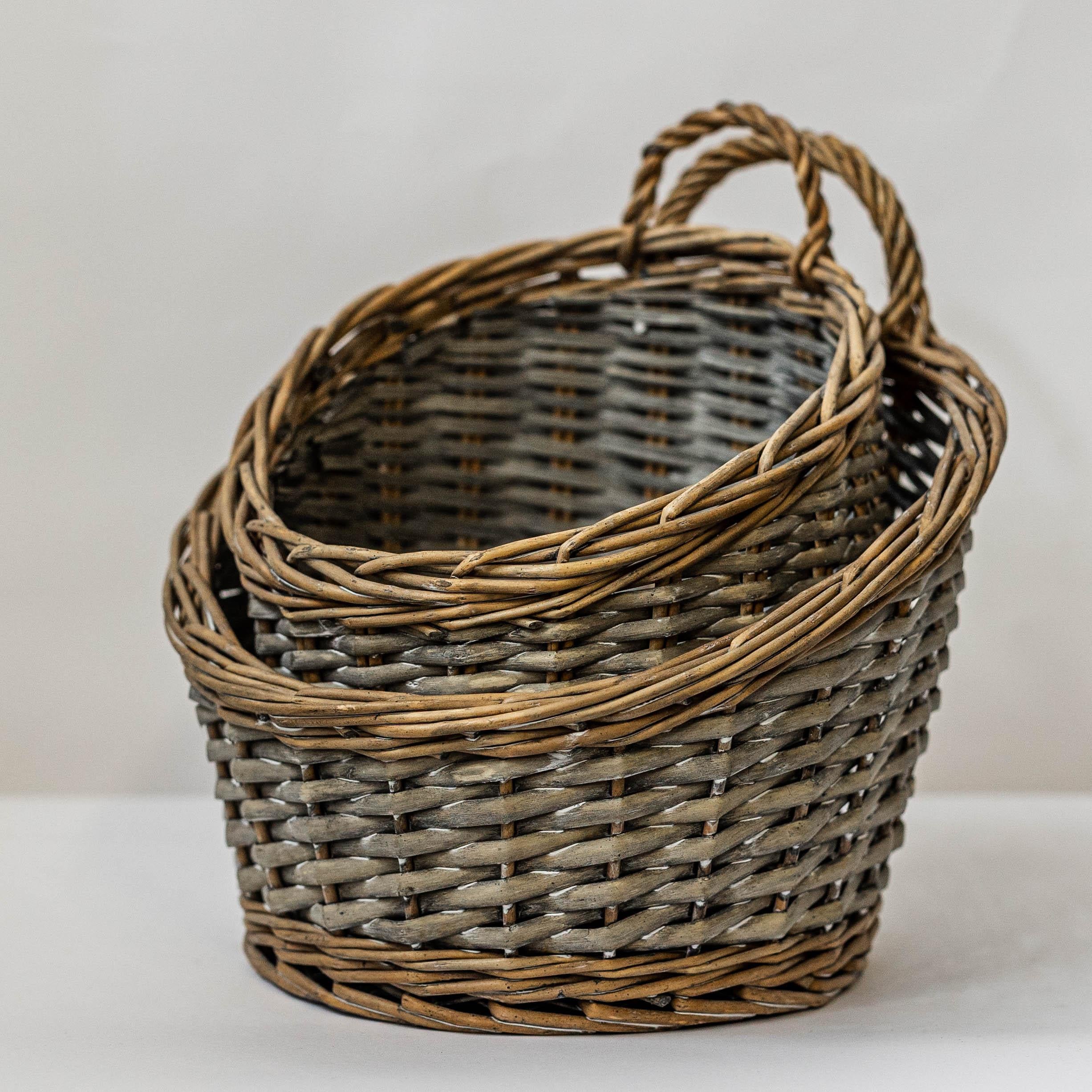 Round Willow Baskets, Set of 2