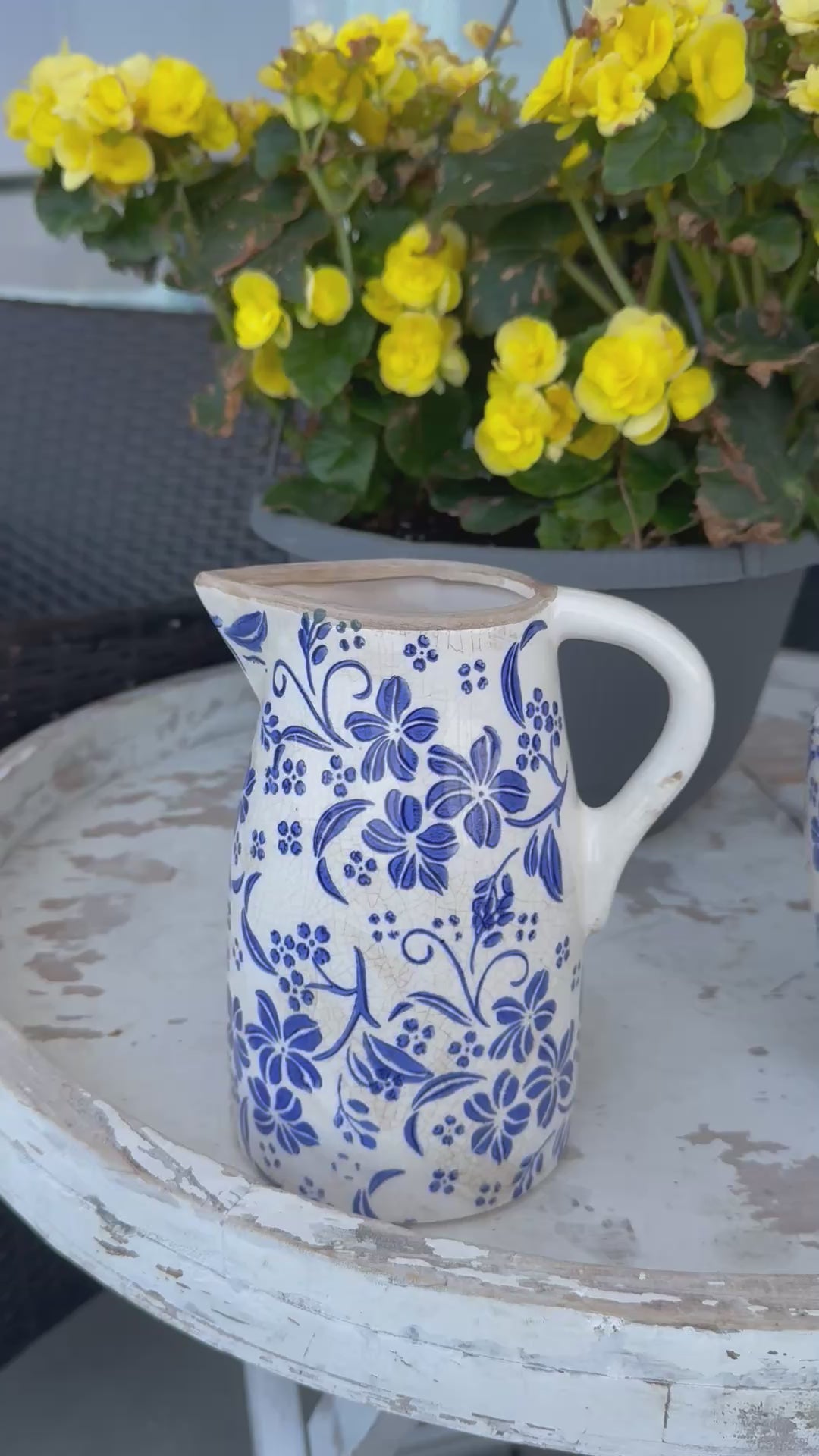 Blue Flowers Ceramic Pitcher