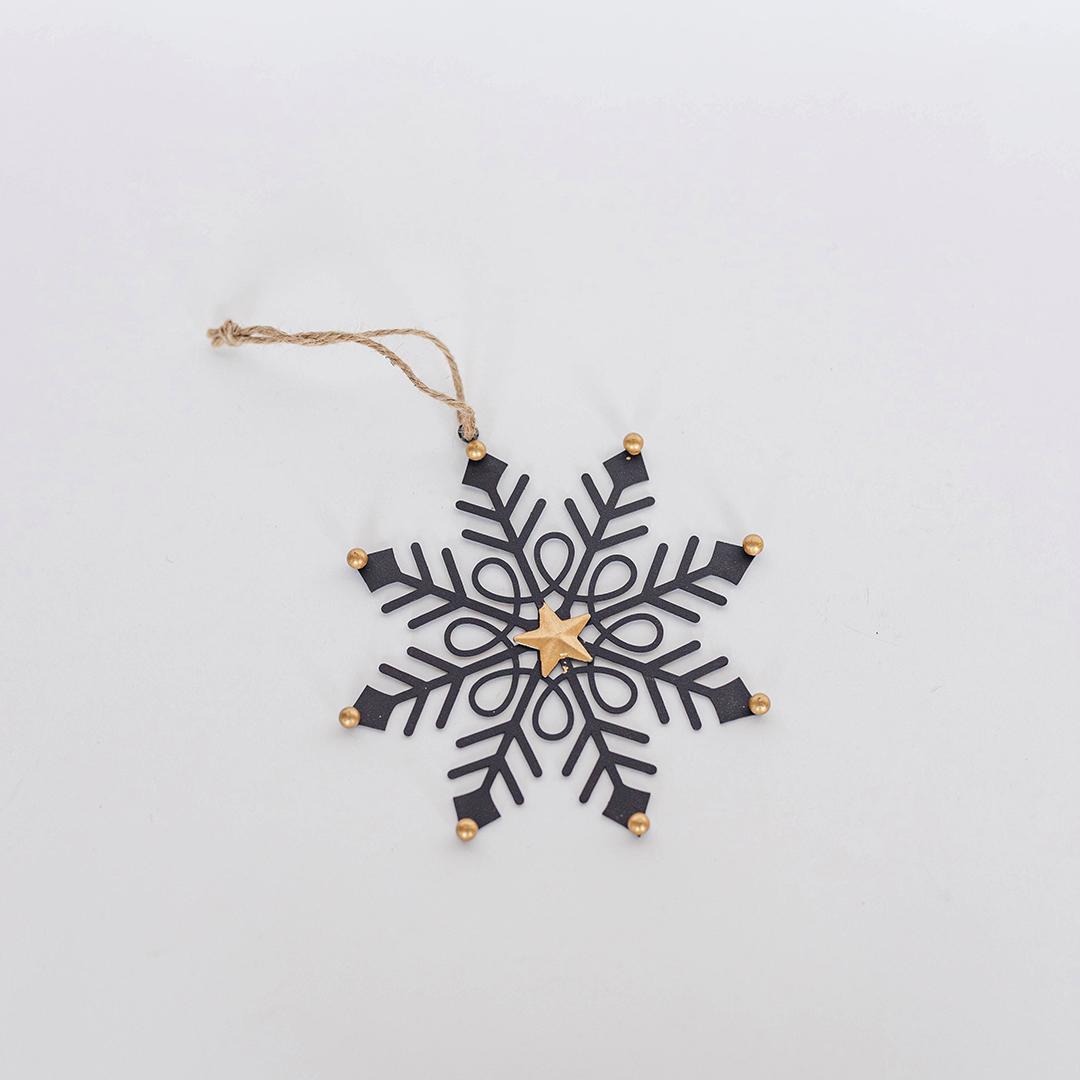 Metal Snowflake Ornament, Black