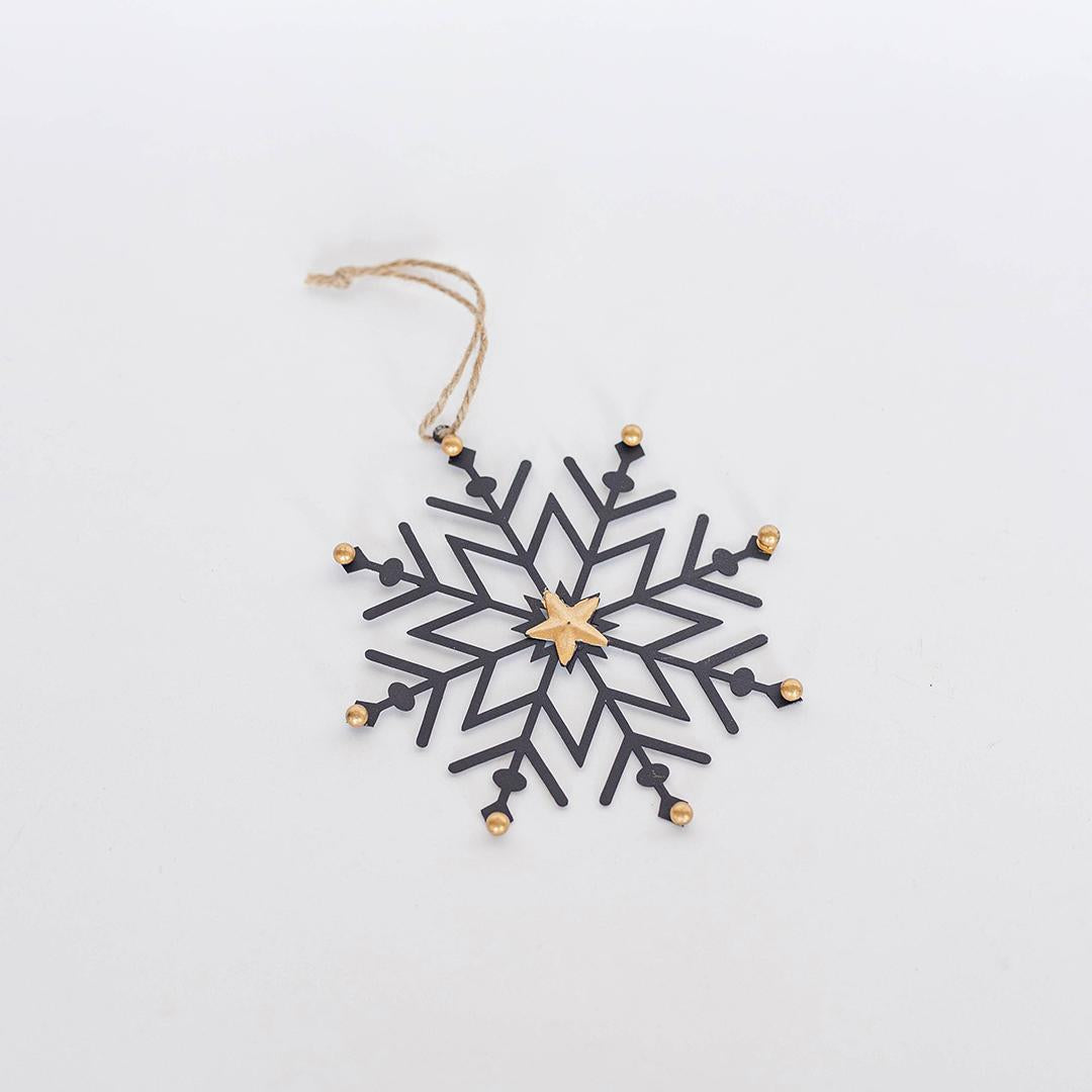 Metal Snowflake Ornament, Black