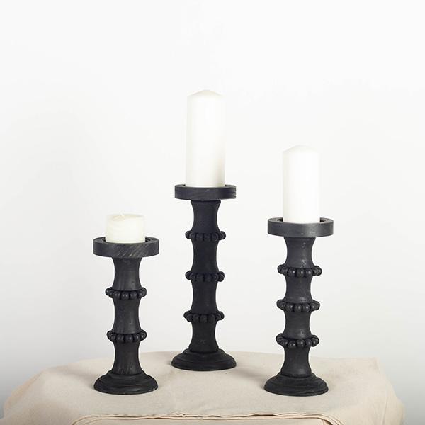 Black Wood Candle Holder