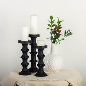 Black Wood Candle Holder