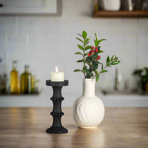 Wooden Candle Holder Black