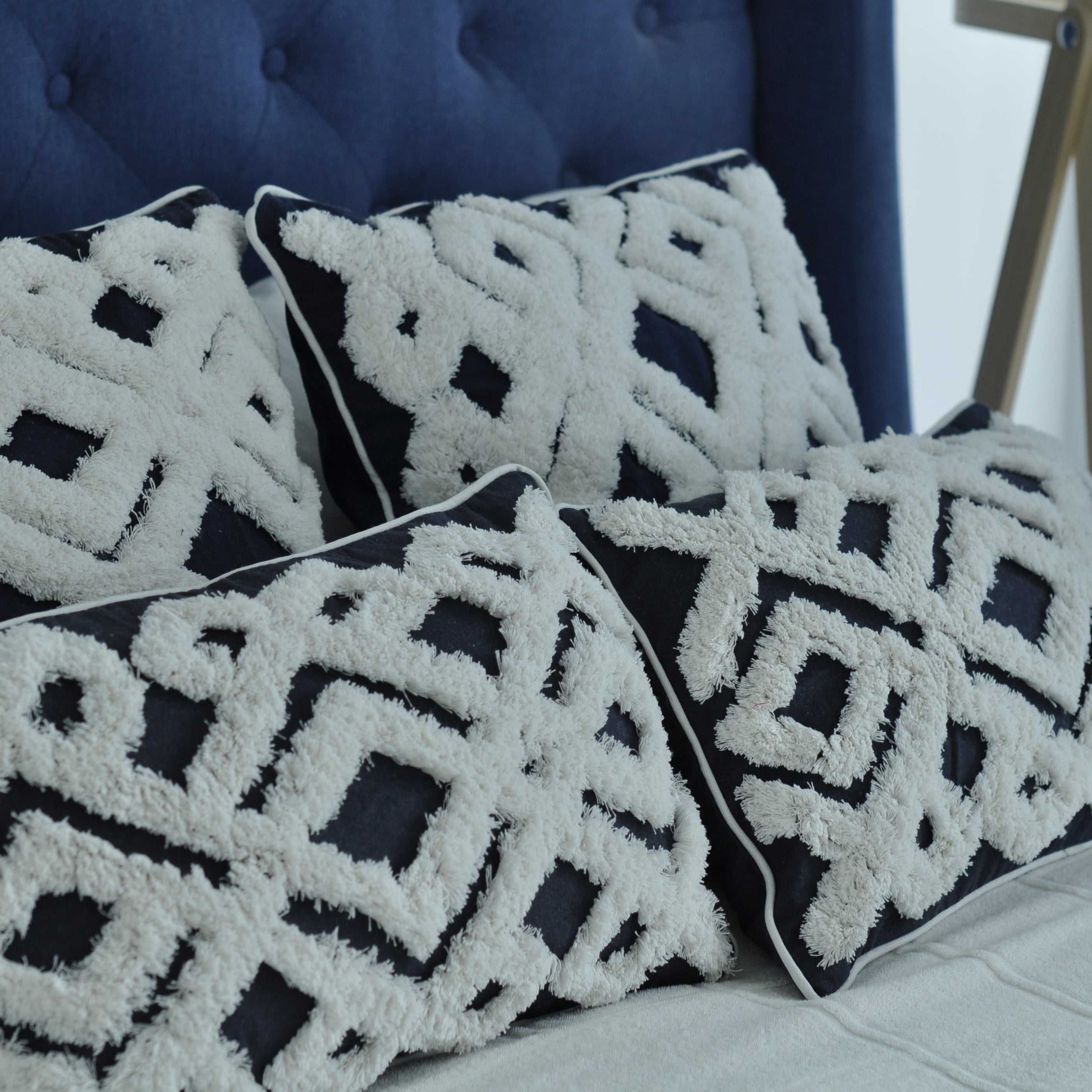 Boho Navy Tufted Cushion Cover
